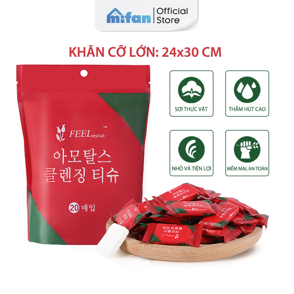 Khăn Giấy Nén Hàn Quốc Cao Cấp MIFAN - Gói 20 Viên đóng gói riêng . khăn mặt nén Mang Đi Du Lịch, Công Tác Tiện Lợi