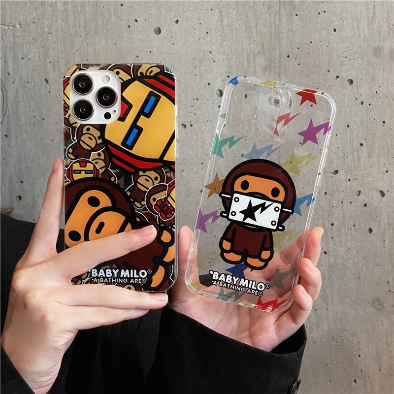 Hoạt Hình Ốp Điện Thoại Mềm Trong Suốt Hình bape baby Cho Iphone15 15pro 15promax 14 14pro 14pm 13 13pro 13pm 12 11