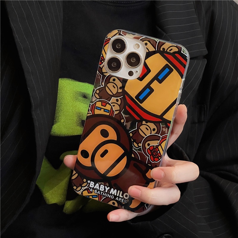 Hoạt Hình Ốp Điện Thoại Mềm Trong Suốt Hình bape baby Cho Iphone15 15pro 15promax 14 14pro 14pm 13 13pro 13pm 12 11