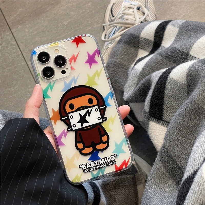 Hoạt Hình Ốp Điện Thoại Mềm Trong Suốt Hình bape baby Cho Iphone15 15pro 15promax 14 14pro 14pm 13 13pro 13pm 12 11