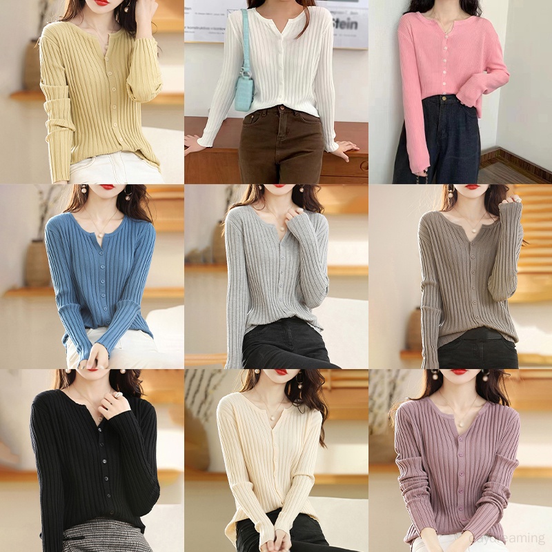 Áo Khoác cardigan Dệt Kim Màu Trơn Thời Trang Thu Đông Cho Nữ