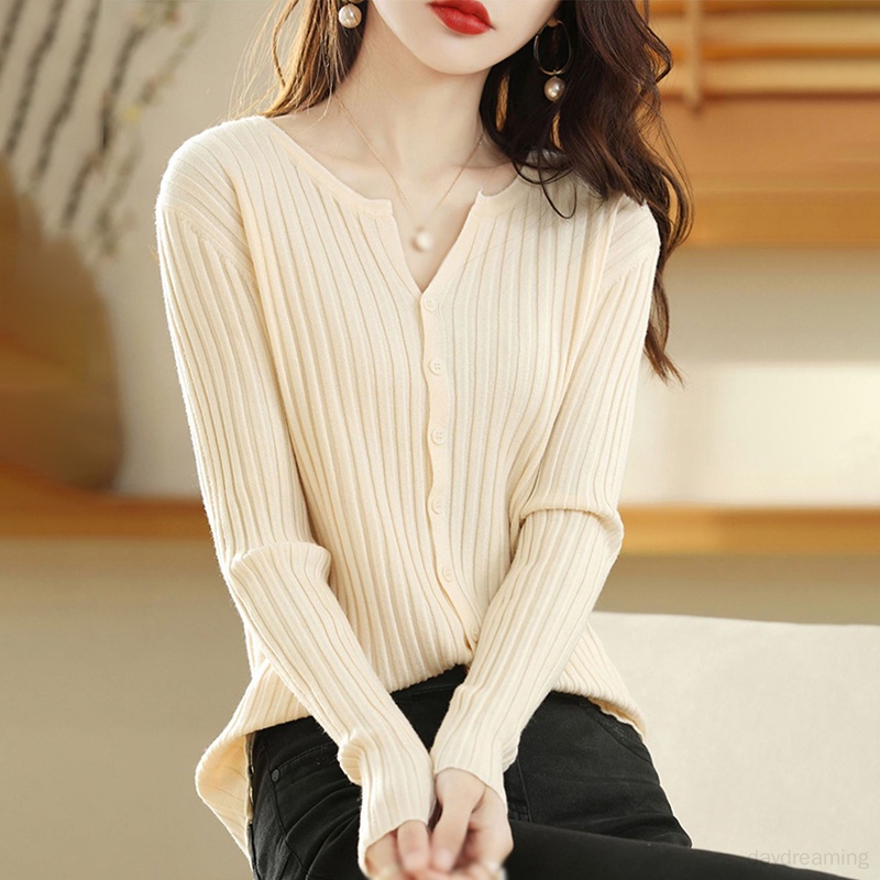 Áo Khoác cardigan Dệt Kim Màu Trơn Thời Trang Thu Đông Cho Nữ