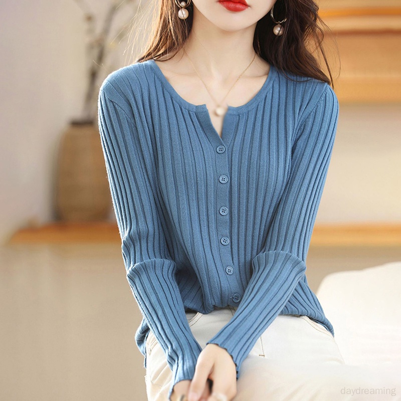 Áo Khoác cardigan Dệt Kim Màu Trơn Thời Trang Thu Đông Cho Nữ