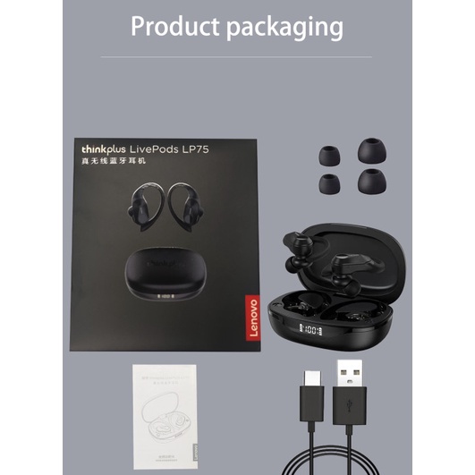 Tai Nghe bluetooth 5.3 Chống Nước Tiện Dụng Cho lenovo lp75 ipx5