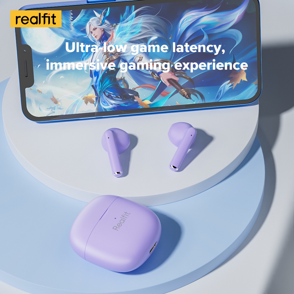 Tai nghe Bluetooth Realfit F1 Tai nghe không dây chất lượng HIFI tuyệt vời với micrô Bluetooth 5.3 Super Bass
