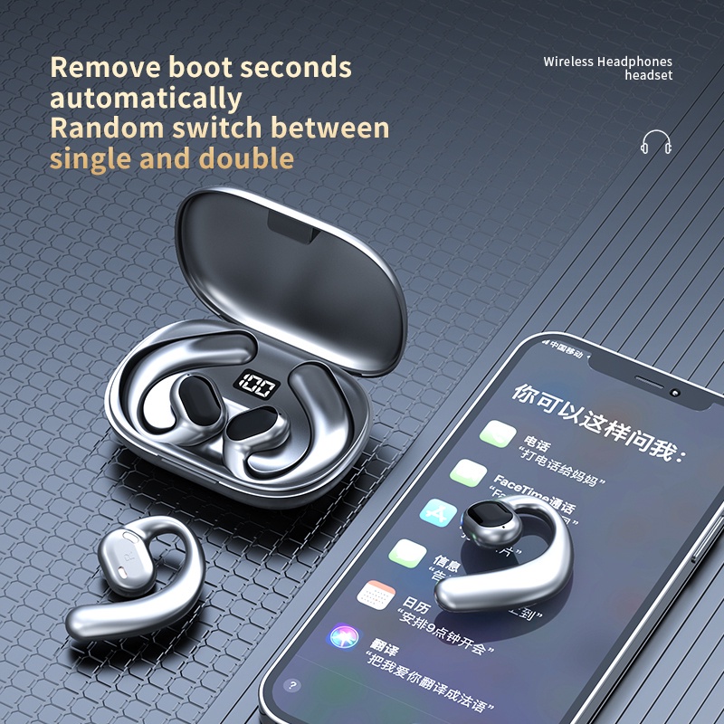 Tai nghe dẫn truyền xương Bluetooth 5.3 GT01 Tai nghe không dây có Mic Treo tai Nút tai chống ồn chống nước