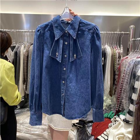 Áo Sơ Mi denim Tay Dài Phong Cách Hàn Quốc Thời Trang Mùa Xuân 2023 Mới Cho Nữ