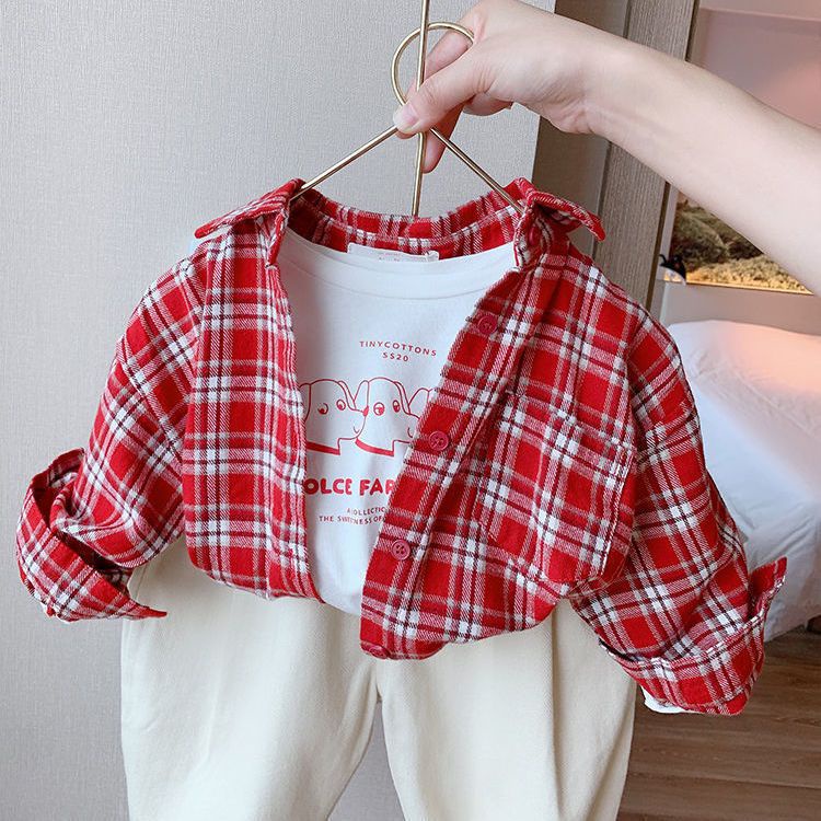 Áo Sơ Mi Tay Dài Phong Cách Hàn Nhật Mới 2023 Cho Bé Trai / Gái