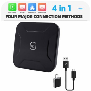 4 trong 1 Xe hơi không dây Apple Carplay & Android Auto & Ariplay Mirroing & Android Mirroing Carplay Al Box Adapter Plug & Play cho iPhone IOS 10 + Android 11 + Điện thoại