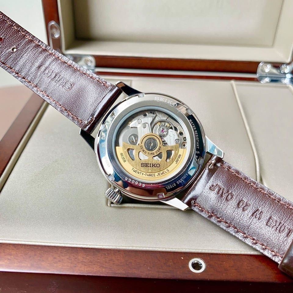 Đồng hồ Nam Seiko cơ tự động Presage, dây da cao cấp, kính shapphire SRPD37J1 mipecclock