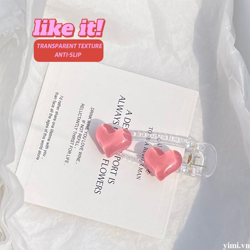 🎉Kẹp Tóc Mặt Hình Trái Tim Thạch Cá Tính Khí Chất Cho Bé Gái /