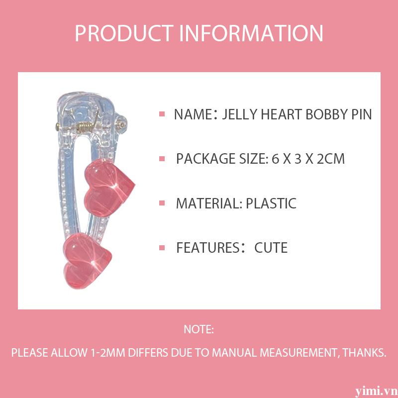 🎉Kẹp Tóc Mặt Hình Trái Tim Thạch Cá Tính Khí Chất Cho Bé Gái /