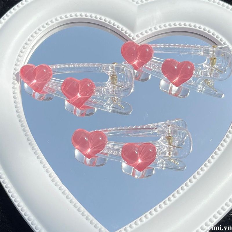 🎉Kẹp Tóc Mặt Hình Trái Tim Thạch Cá Tính Khí Chất Cho Bé Gái /