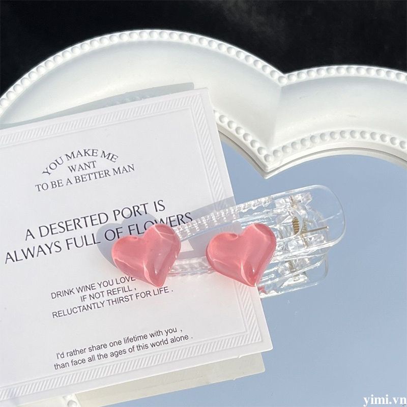 🎉Kẹp Tóc Mặt Hình Trái Tim Thạch Cá Tính Khí Chất Cho Bé Gái /