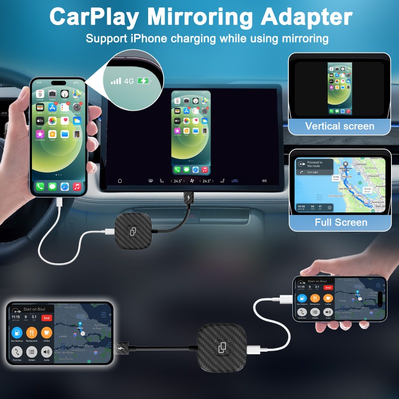 Carplay Bộ Chuyển Đổi Gương Chiếu Hậu Xe Hơi Có Dây Cho iphone