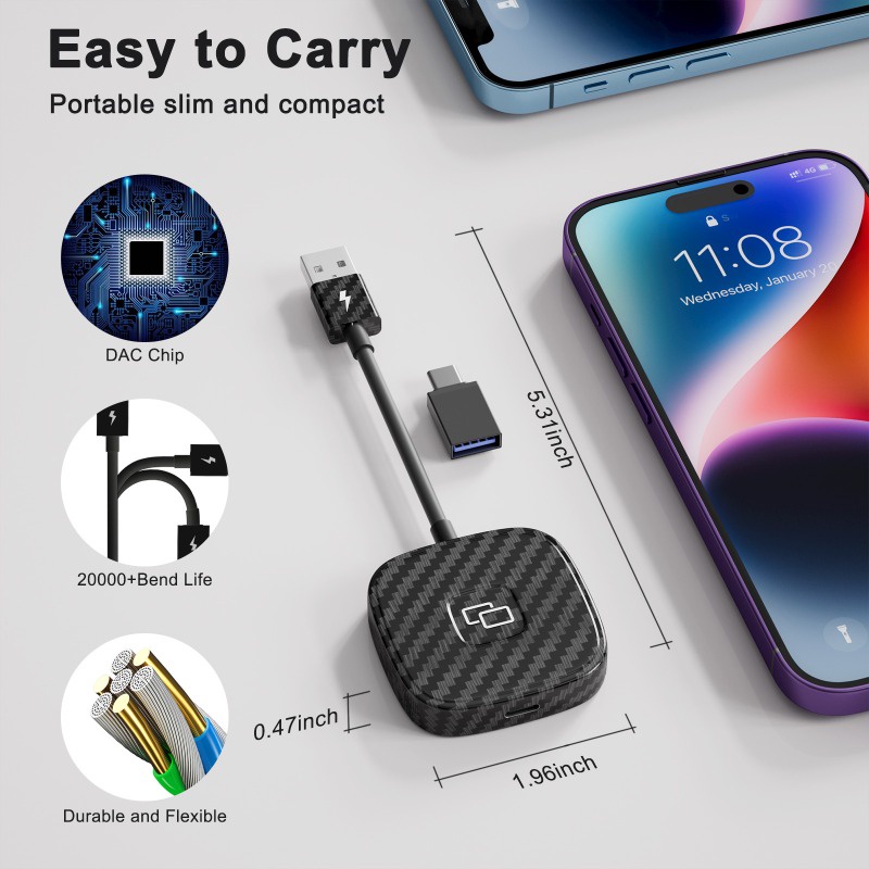 Carplay Bộ Chuyển Đổi Gương Chiếu Hậu Xe Hơi Có Dây Cho iphone
