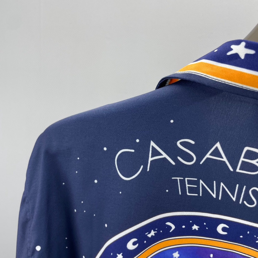 YZOT Casablanca long-sleeved shirt letter print pattern men's and women's same shirt cardigan spot all-match