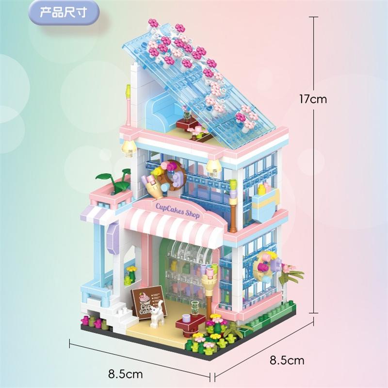 Khối Mini Nhà Hoa Đẹp Thực Phẩm Cà Phê Bánh Shop Gạch Xây Dựng Kiến Trúc Đồ Chơi Trẻ Em Cho Trẻ Em Bé Gái Valentine Hiện Tại