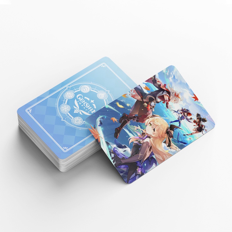 Genshin Photocard Double Sided Lomo Card Sticker thẻ 60 chiếc + nhãn dán 32 chiếc