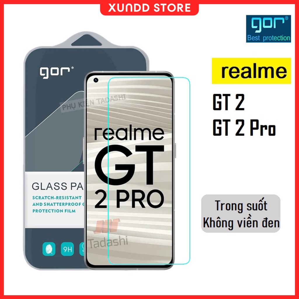 Kính Cường Lực Gor Realme GT2, Realme GT2 Pro Trong Suốt, Không Viền - Chính Hãng GOR