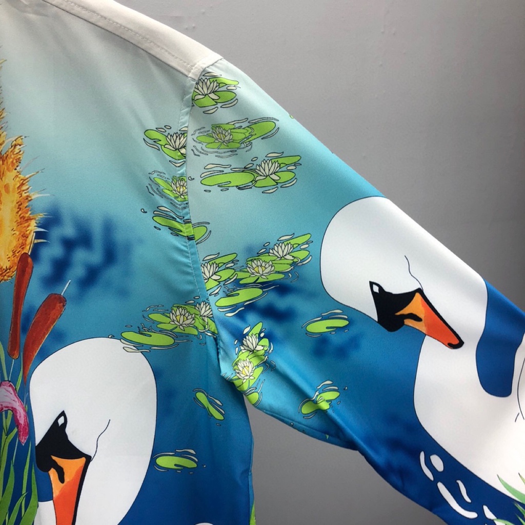 HBVD Casablanca long-sleeved shirt White Goose lapel letter printed pattern men's and women's same coat in stock