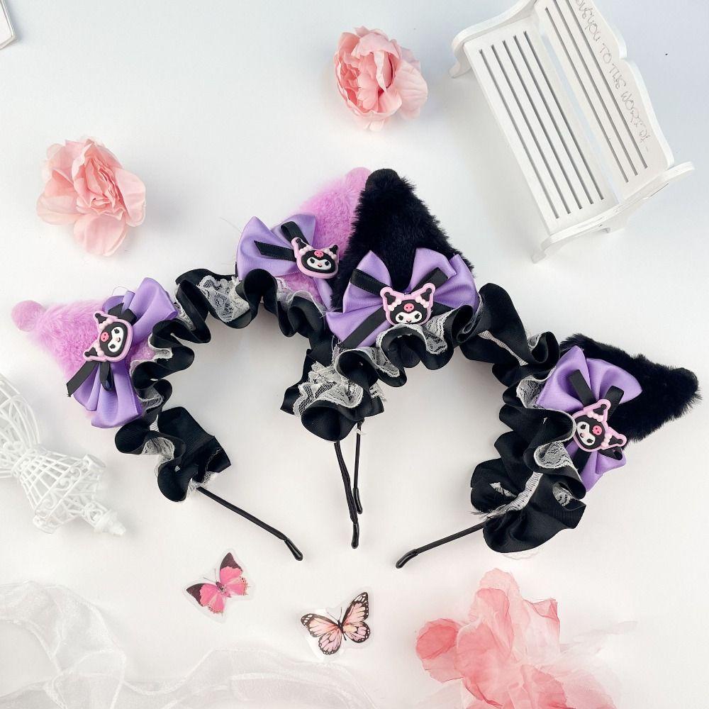 Ahmeduib Băng Đô Lông Xù Kiểu Hoạt Hình kuromi Đáng Yêu Cho Nữ