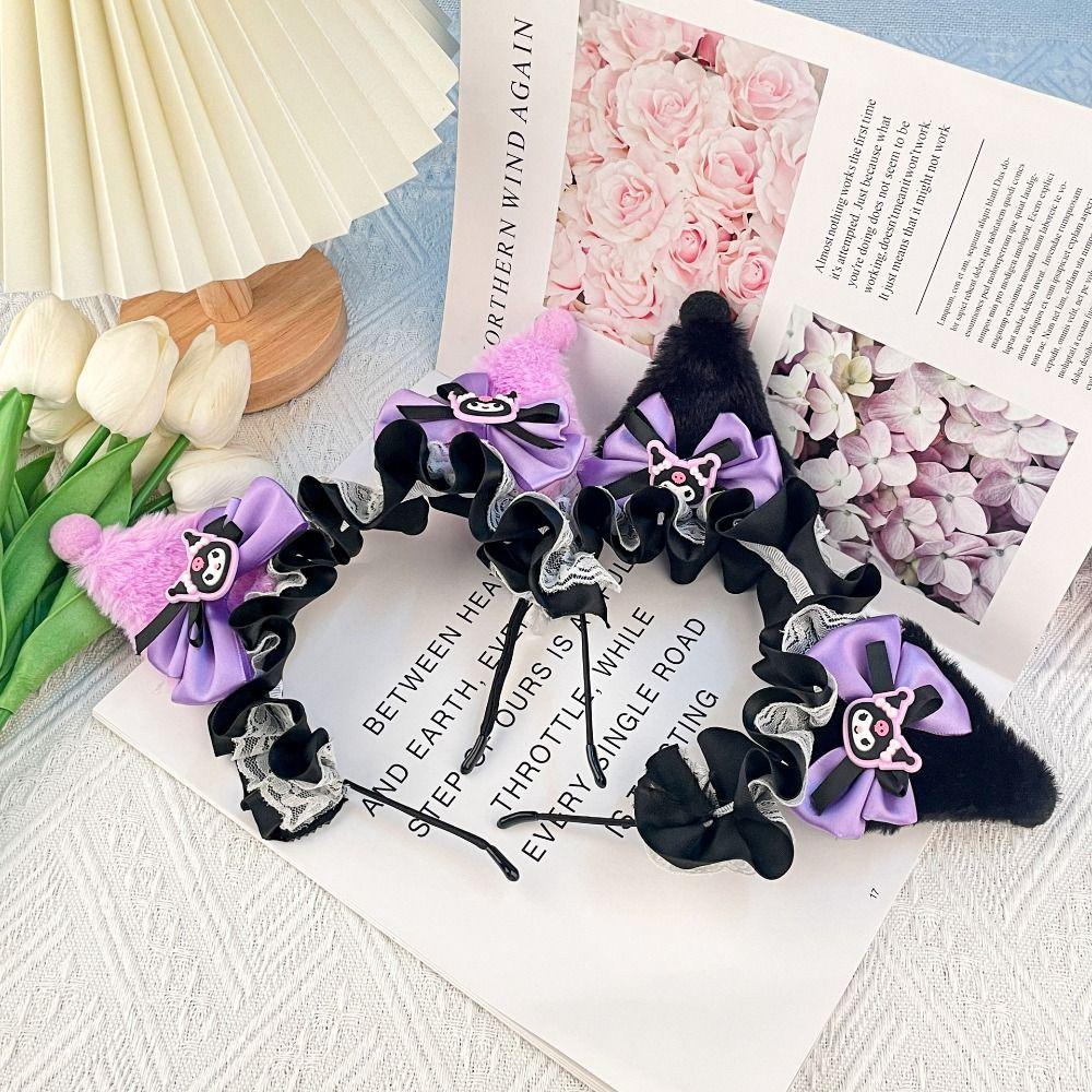 Pinou Băng Đô Cài Tóc Đính Nơ Họa Tiết Hoạt Hình kuromi Đáng Yêu