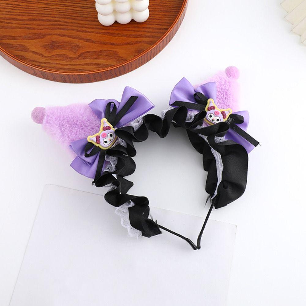 Băng Đô Cài Tóc Đính Nơ Bằng Lông Nhung Hóa Trang Nhân Vật cabeza kuromi