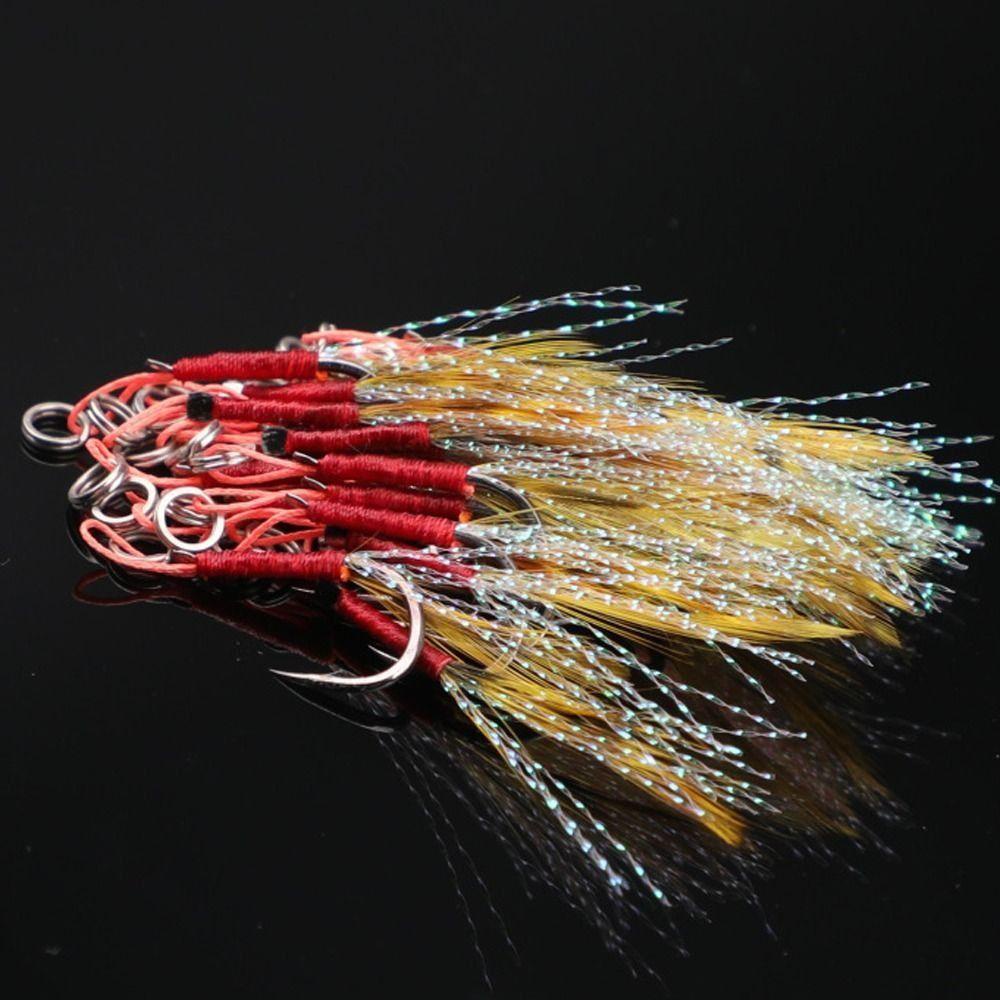 Mmluck Set 10 Móc Sắt Đơn Với Lông Vũ Nhiều Màu Sắc Chống Rỉ Sét Cao Cấp Cho Câu Cá Trên Băng