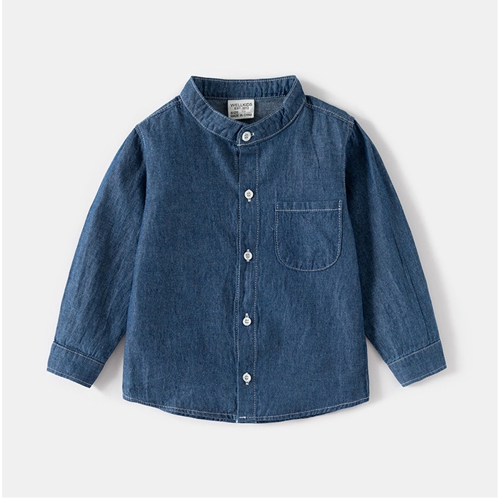 Áo bò dài tay cho bé trai, Áo jean dài tay bé trai WELLKIDS phong cách hàn quốc TX2536