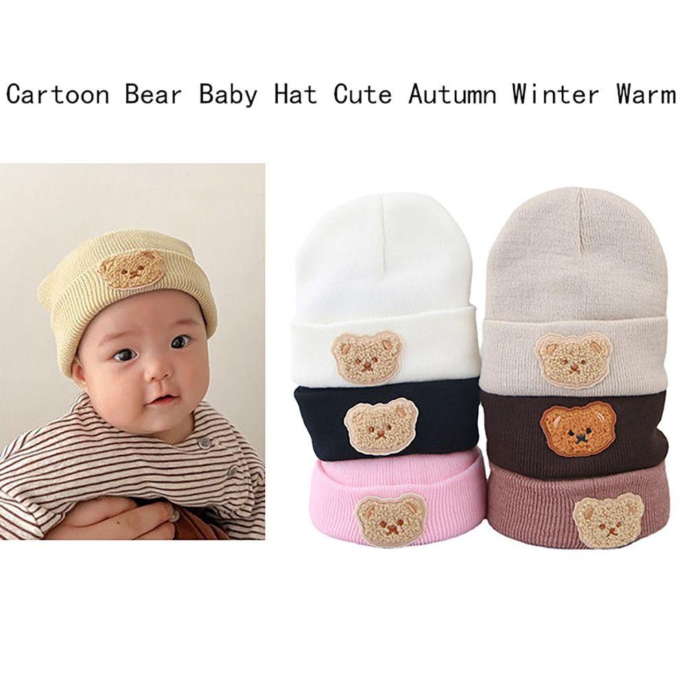 Mũ beanie Không Vành Giữ Ấm Mùa Thu Đông In Họa Tiết Gấu Hoạt Hình Dễ Thương Cho Bé