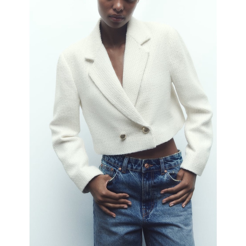 Zara Áo Khoác cardigan Dáng Ngắn Thời Trang Mùa Thu Cho Nữ 7102231