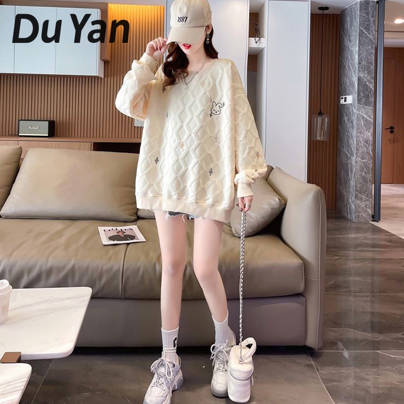 Áo sweater Cổ Tròn Dáng Rộng Họa Tiết Thêu Thời Trang Hàn Quốc Mới Cho Nữ