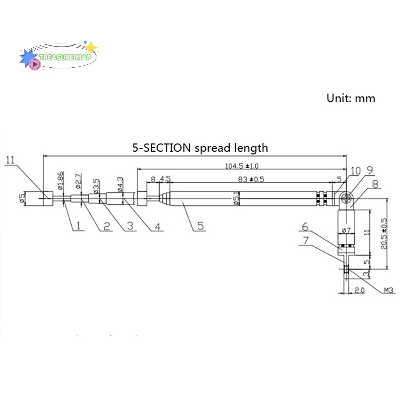 1 Ăng Ten Thu Sóng radio fm Bằng Thép Không Gỉ 37cm 5 Phần heyuanlong333