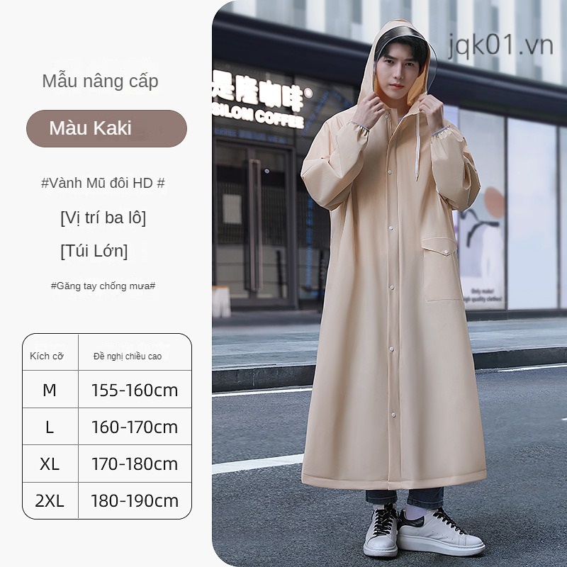 Áo mưa nam dài phong cách toàn thân chống bão pin xe đạp nữ trưởng thành một mảnh cưỡi phù hợp với đuôi nơ