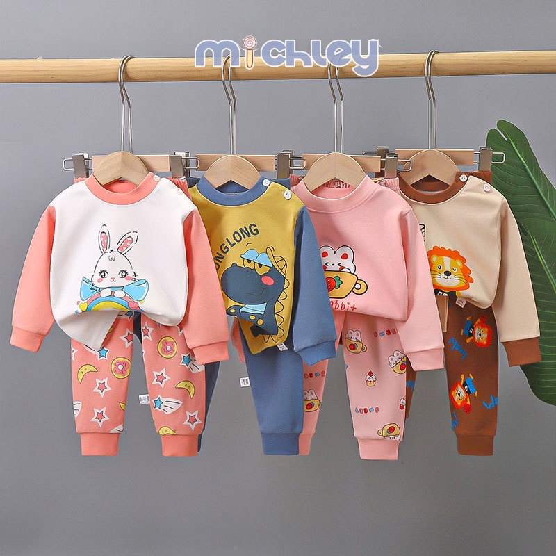 Michley Bộ Đồ Lót cotton Dáng Dài Thời Trang Mùa Thu Cho Bé Trai