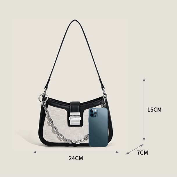 IELGY Túi Xách Màu Trắng Đen Dễ Phối Đồ Thời Trang Cho Nữ