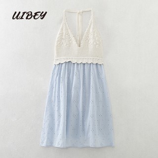 Uibey Đầm Dệt Kim Hai Dây Thêu Họa Tiết Gợi Cảm Thời Trang 3449
