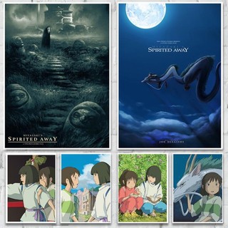 Poster Phim Hoạt Hình Spirited Away Phong Cách Retro Dùng Để Trang Trí Phòng Khách / Phòng Ngủ