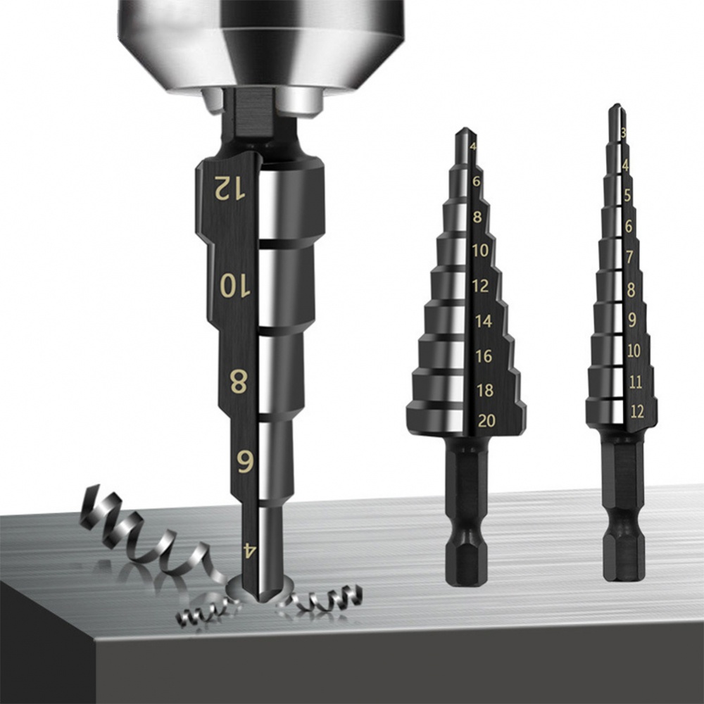Set 3 Mũi Khoan Lỗ 3-12mm 4-12mm 4-20mm