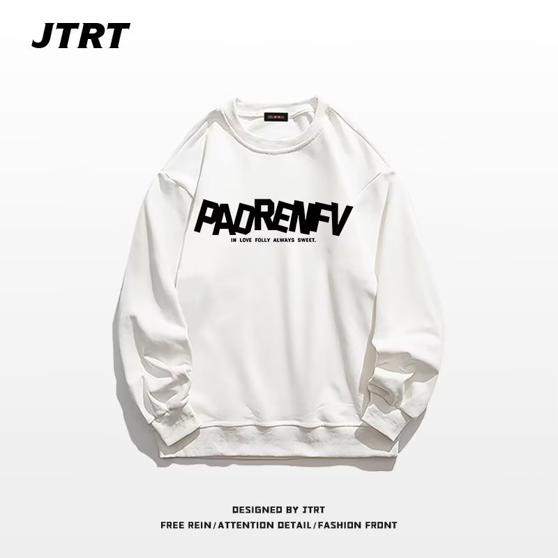 Áo sweater cotton Tay Dài Dáng Rộng In Chữ Màu Cà Phê Thời Trang Thu Đông Hàn Quốc size m-5xl