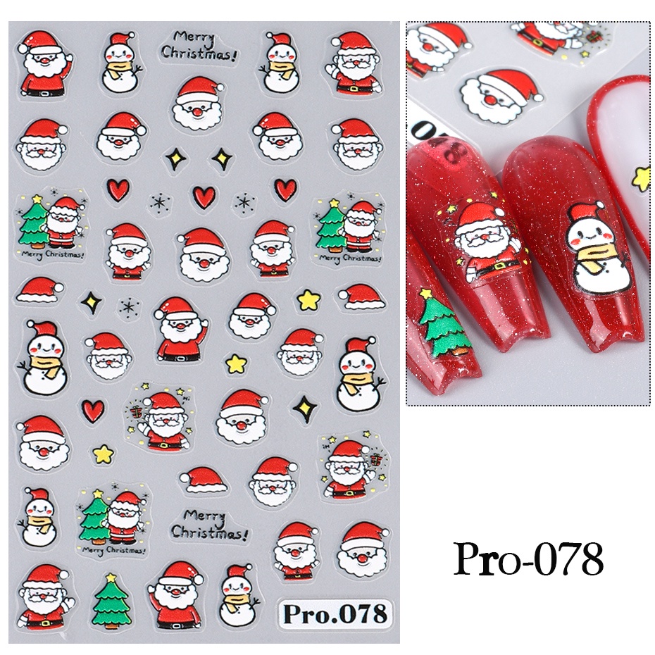 Miếng Dán Trang Trí Móng Tay Họa Tiết Giáng Sinh 5d Dễ Thương