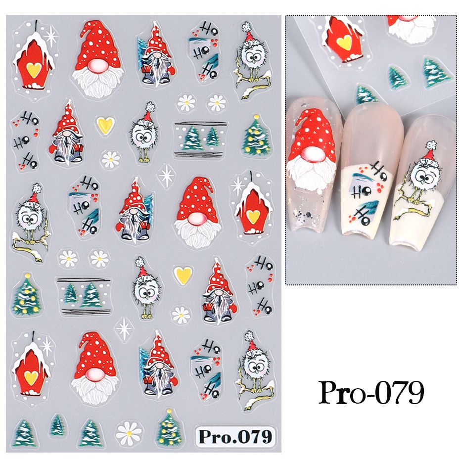 Miếng Dán Trang Trí Móng Tay Họa Tiết Giáng Sinh 5d Dễ Thương