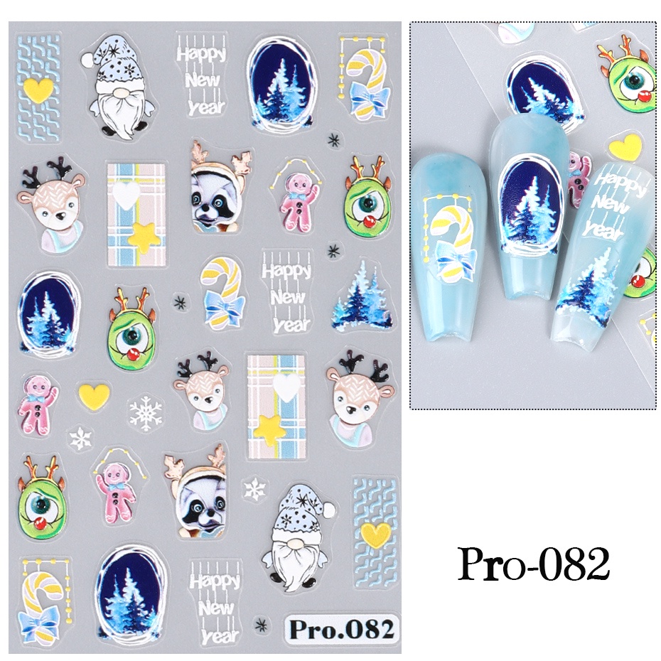 Miếng Dán Trang Trí Móng Tay Họa Tiết Giáng Sinh 5d Dễ Thương