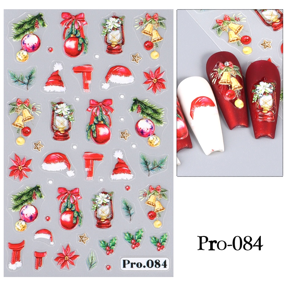 Miếng Dán Trang Trí Móng Tay Họa Tiết Giáng Sinh 5d Dễ Thương