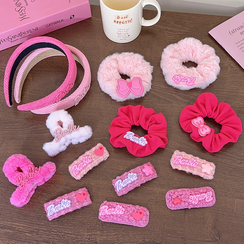 Dây buộc tóc TENDER AFTERNOONS lông nhung màu hồng ngọt ngào và đáng yêu cho nữ