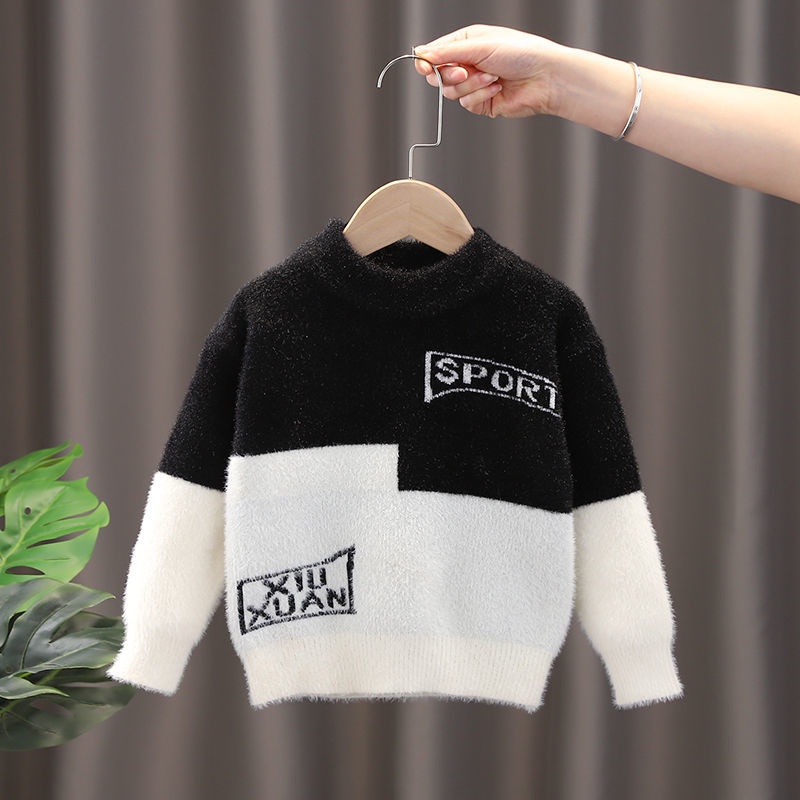 Áo sweater Chui Đầu Vải Nhung Dày Dặn Phong Cách Hàn Quốc Thời Trang Thu Đông 2023 Cho Bé Trai Và Gái