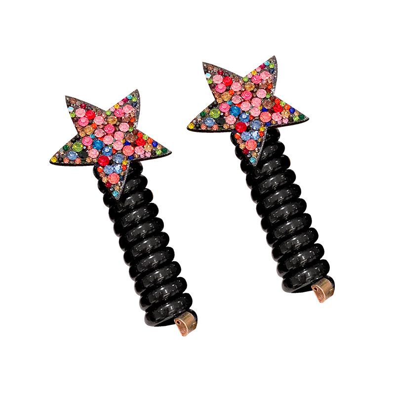 Dây Buộc Tóc Dạng Xoắn Co Giãn Cao Đính Ngôi Sao Kim Cương Giả y2k Cho Nữ Không Làm Đau Tóc