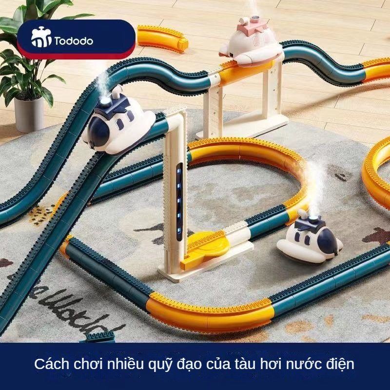 Bộ Đồ Chơi Tàu Hỏa Xe Hơi Chạy Bằng Điện Vui Nhộn Cho Bé