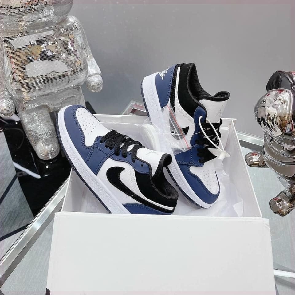 Giày thể thao jordan cổ thấp xanh navy siêu đẹp, Giày jordan jd1 low thấp cổ nam nữ full box bill Y2
